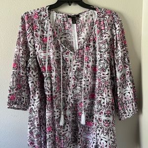 Like new Style and Co pink and black patterned tunic, size 3x